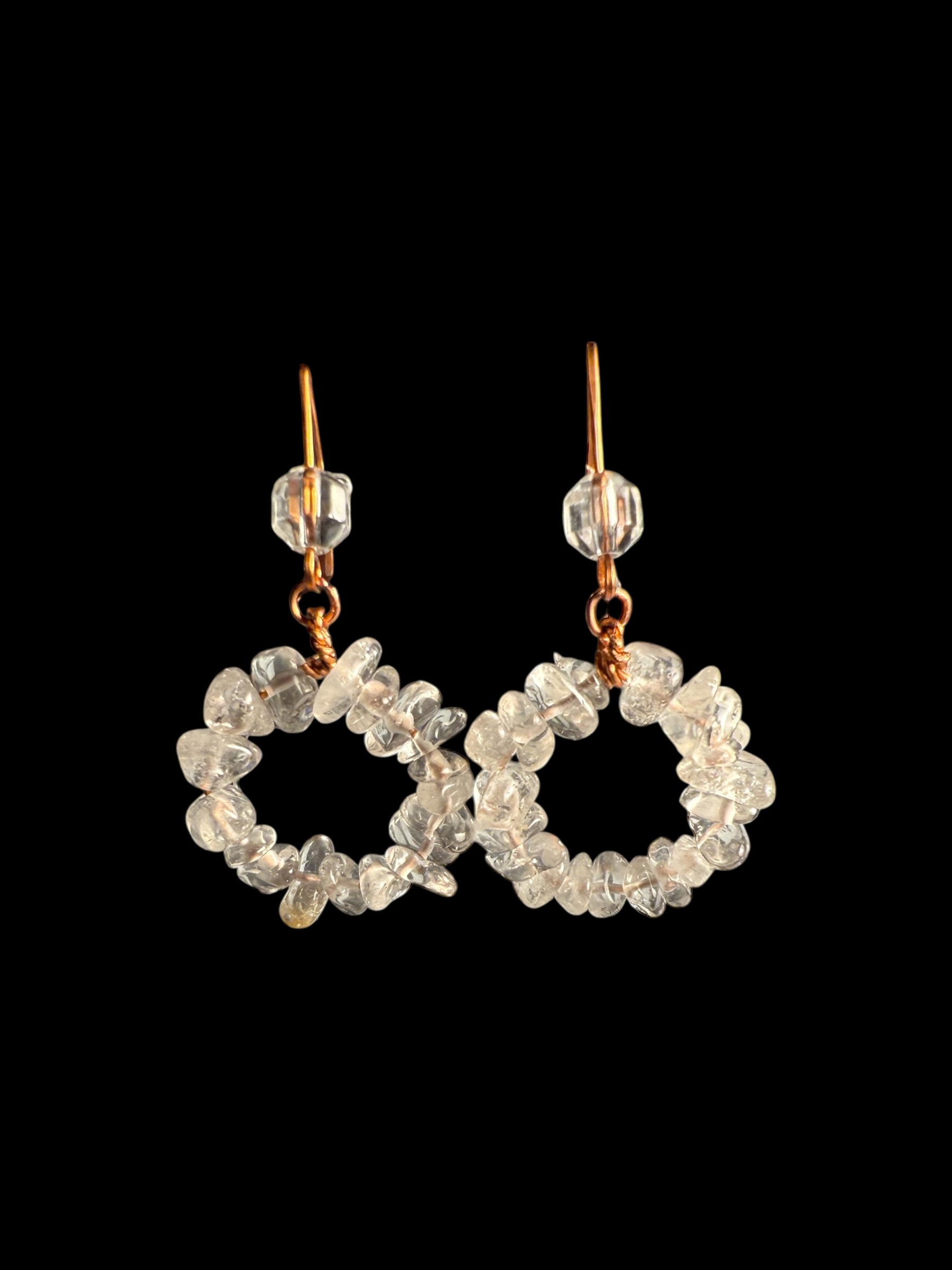 Clear Quartz & Copper Hoop Earrings