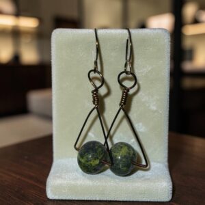 Green Jasper w/Antique Copper Earrings