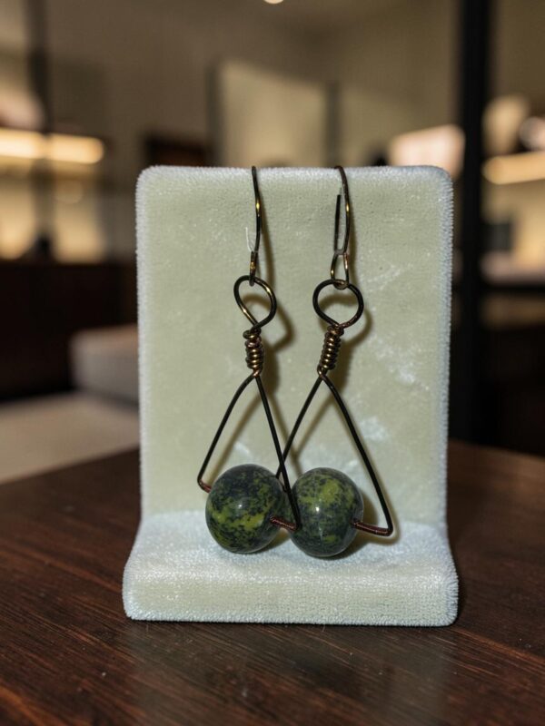 Green Jasper w/Antique Copper Earrings